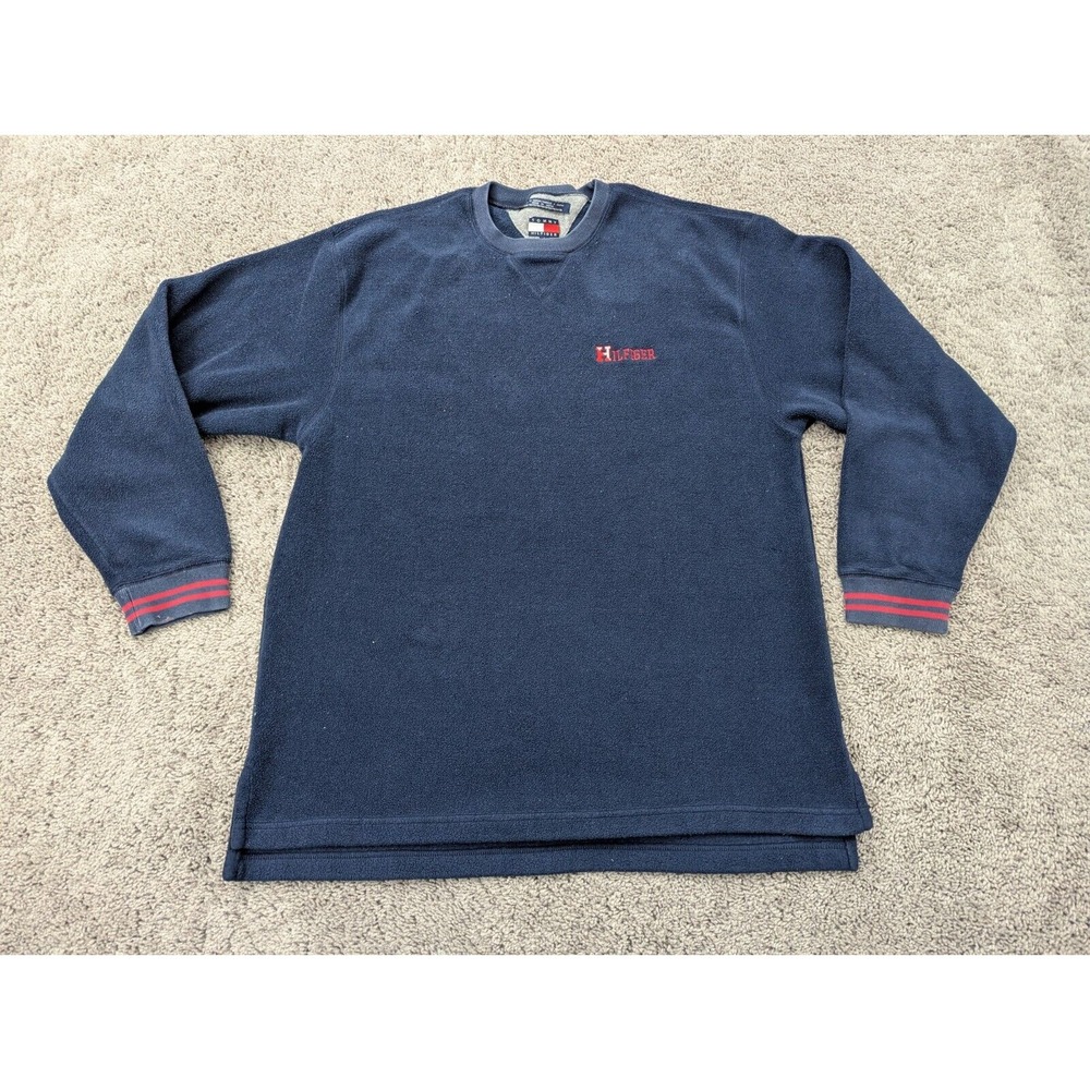 Vintage Tommy‎ Hilfiger Sweater Mens Large Pullover Fleece Blue 1990s